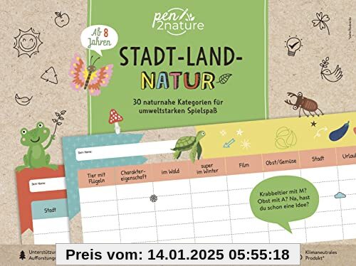 Stadt-Land-Natur. Block für Kinder ab 8 Jahren: pen2nature: 100% Recyclingpapier • klimaneutrales Produkt • unterstützt 