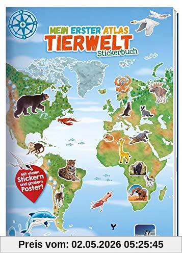Trötsch Stickerbuch Mein 1. Atlas Tierwelt: 24 Seiten mit 4 Stickerseiten und Poster
