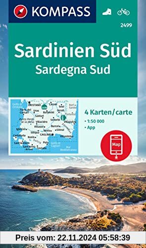 KOMPASS Wanderkarten-Set 2499 Sardinien Süd / Sardegna Sud (4 Karten) 1:50.000: inklusive Karte zur offline Verwendung i