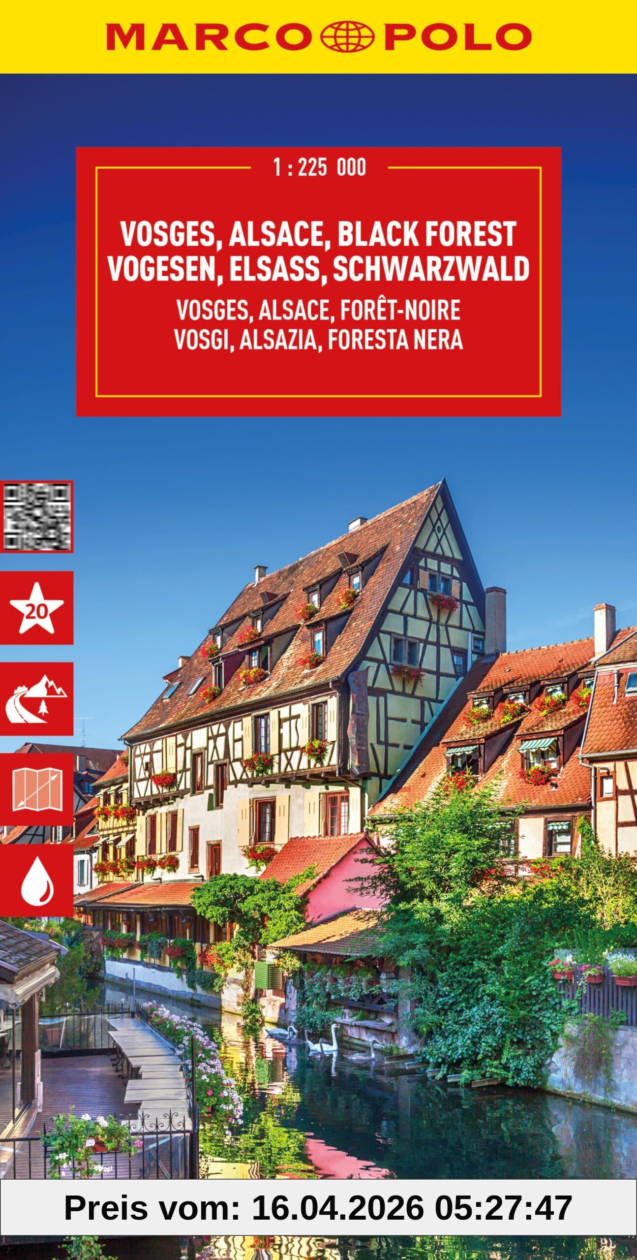 MARCO POLO Reisekarte Vogesen, Elsass, Schwarzwald 1:225.000: Straßenkarte und Autokarte mit sehenswerten Strecken, Highlights und digitaler Erweiterung