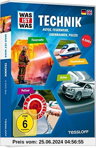 Was ist was: Technik - Autos, Feuerwehr, Eisenbahnen, Polizei [4 DVDs]