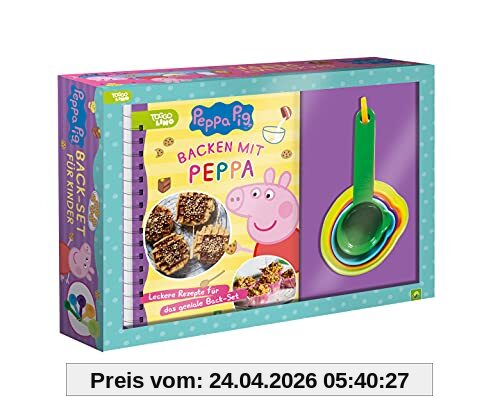 Backen mit Peppa. Peppa Pig: Back-Set für Kinder mit Rezeptbuch und 5 Messbechern