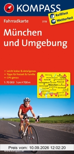 München und Umgebung: Fahrradkarte. GPS-genau. 1:70000