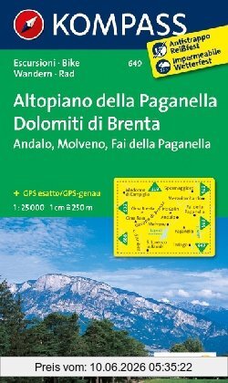 unbekannt Altopiano Della Paganella - Dolomiti Di Brenta - Andalo - Molveno - Fai Della Paganella, Wanderkarte Mit Radrouten. Gps-genau. 1, 25000