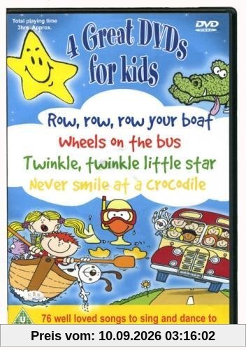 4 Kids DVD Collection. Row row row your boat, The Wheels on the Bus, Twinkle Twinkle Little Star & Never smile at a crocodile