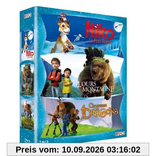 Coffret aventure animation 3 films : niko le petit renne ; l'ours montagne ; chasseurs de dragons [Blu-ray] [FR Import]