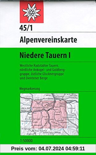 Niedere Tauern 1: Wegmarkierung - Topographische Karte 1:50.000 (Alpenvereinskarten)