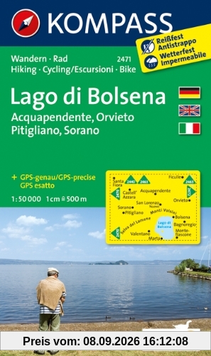 Lago di Bolsena - Acquapendente - Orvieto - Pitigliano - Sorano: Wanderkarte mit Radtouren. GPS-genau. 1:50000