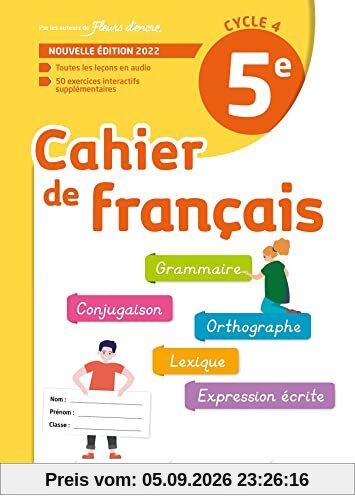 Cahier de français 5e, cycle 4