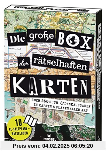 moses. Die große Box der rätselhaften Karten, Such- und Denksportaufgaben für Erwachsene auf 10 XL-Faltkarten, Rätselspa