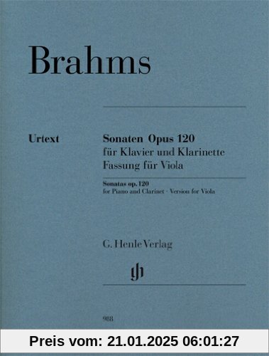 Sonaten Opus 120 für Klavier und Klarinette: Fassung für Viola