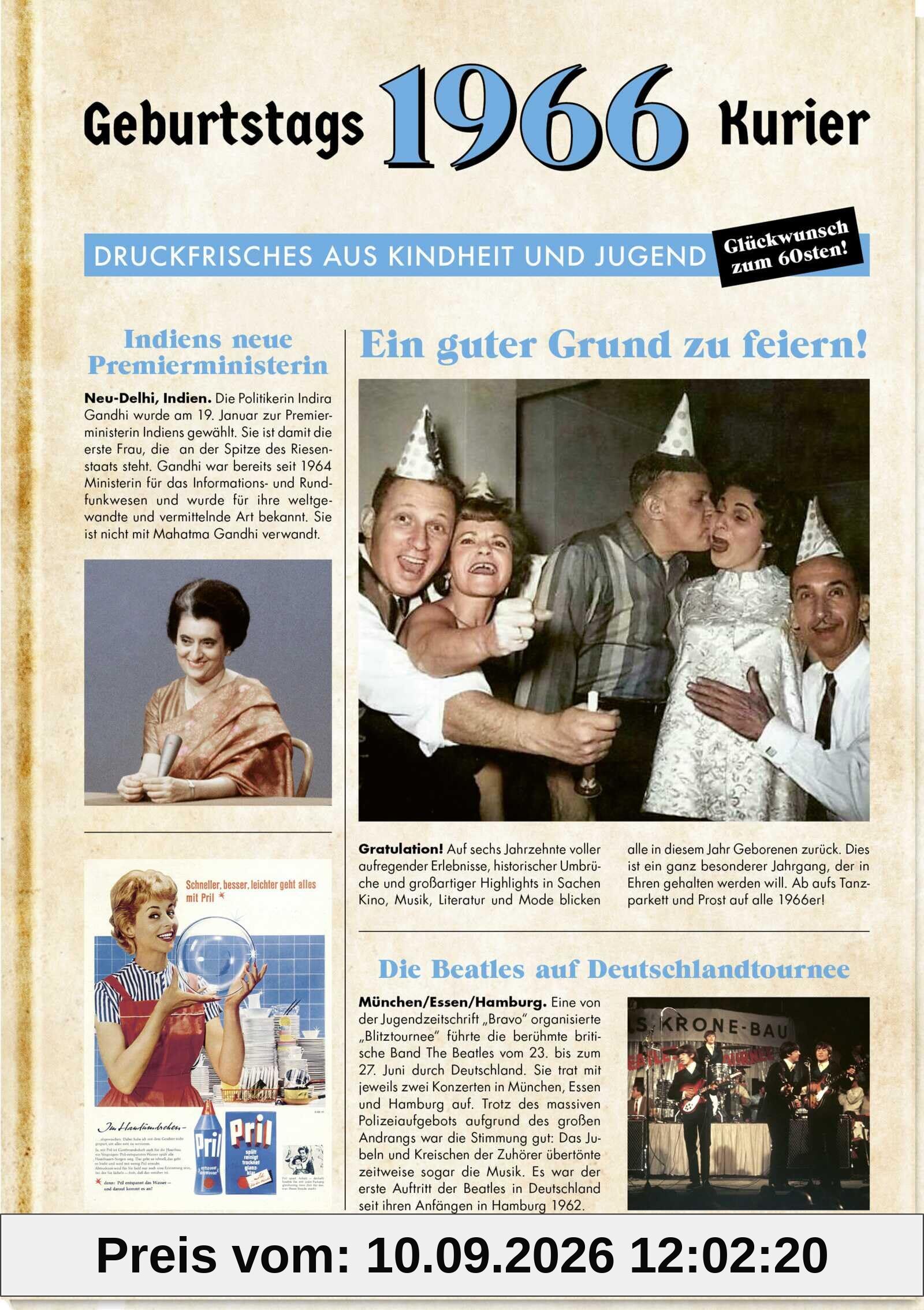 1966 – Geburtstagskurier: Druckfrisches aus Kindheit und Jugend | Zum 60. Geburtstag (Geburtstags-Zeitung)