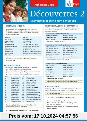 Découvertes 2 - Auf einen Blick: Grammatik passend zum Schulbuch - Klappkarte (6 Seiten)