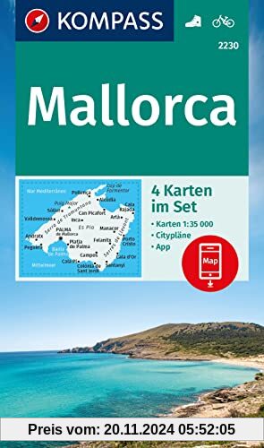 KOMPASS Wanderkarten-Set 2230 Mallorca (4 Karten) 1:35.000: inklusive Karte zur offline Verwendung in der KOMPASS-App. F