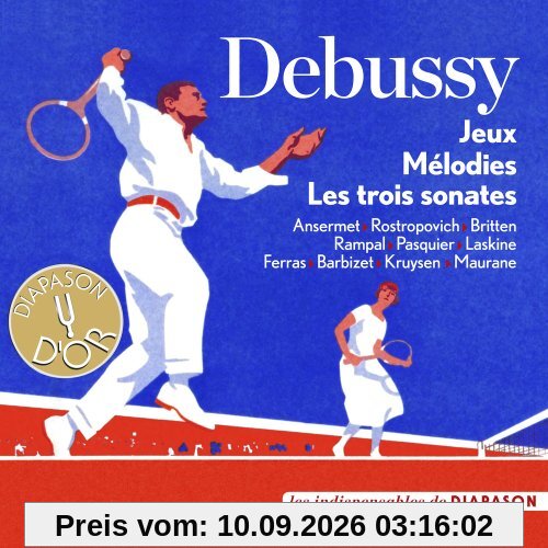 Debussy : Jeux, Mélodies, Les trois sonates. Rostropovich, Britten, Ferras, Ansermet.