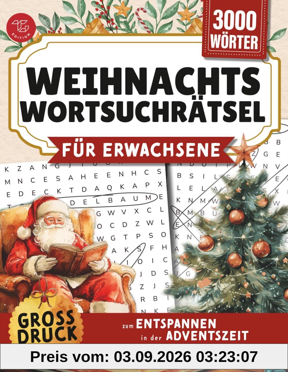 Weihnachts-Wortsuchrätsel für Erwachsene: Großdruck-Rätselbuch zum Entspannen in der Adventszeit