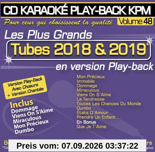 CD Karaoké Play-Back Kpm Vol.48 Tubes 2018 & 2019