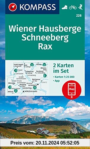 KOMPASS Wanderkarten-Set 228 Wiener Hausberge, Schneeberg, Rax (2 Karten) 1:25.000: inklusive Karte zur offline Verwendu