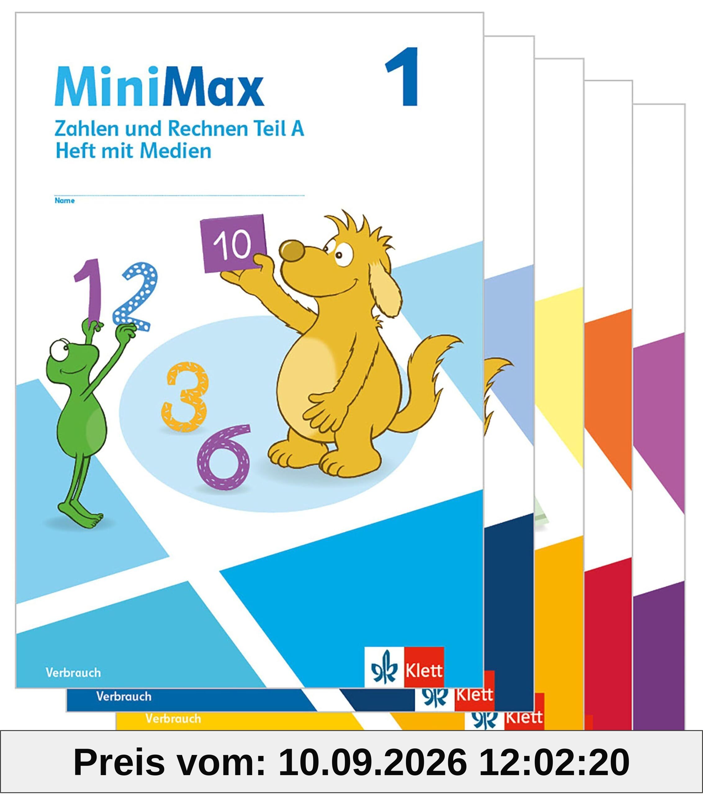 MiniMax 1: Paket Themenhefte mit Medien (5 Hefte: Zahlen und Rechnen A & B, Größen und Sachrechnen, Geometrie, Teste-dich-selbst, Beilage) - Verbrauch Klasse 1 (MiniMax. Ausgabe ab 2026)