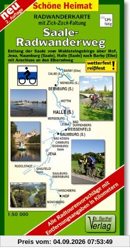 Saale-Radwanderweg 1 : 50 000: Entlang der Saale vom Waldsteingebirge über Hof, Jena, Naumburg (Saale), Halle (Saale) nach Barby (Elbe) mit Anschluss an den Elberadweg