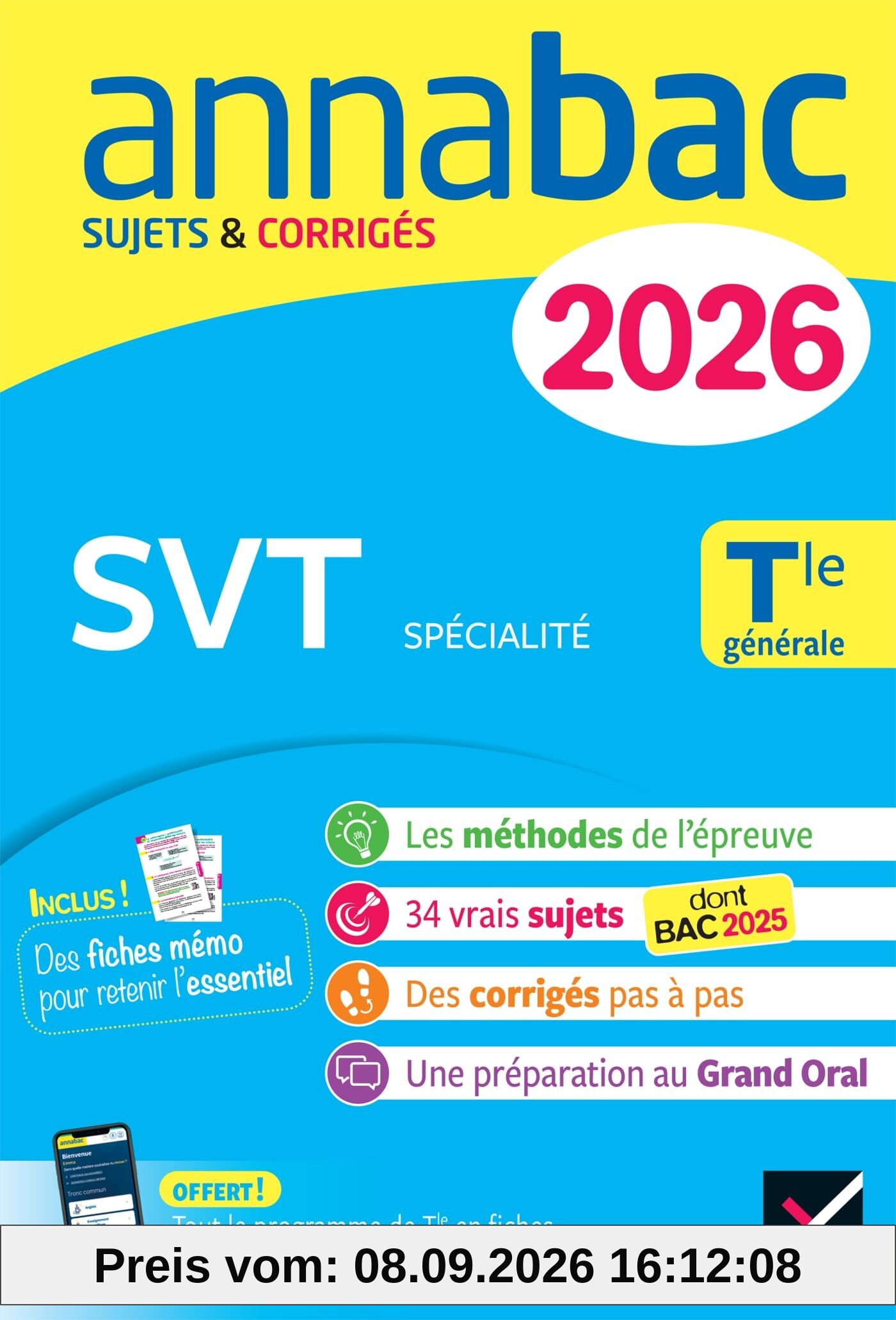 SVT spécialité, terminale générale : sujets corrigés & méthodes de l'épreuve de SVT : 2026