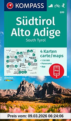 unbekannt Kompass Wanderkarten-Set 699 Südtirol, Alto Adige, South Tyrol (4 Karten) 1, 50.000, Mit 1 Panorama, Inklusive Karte Zur Offline Verwendung In Der