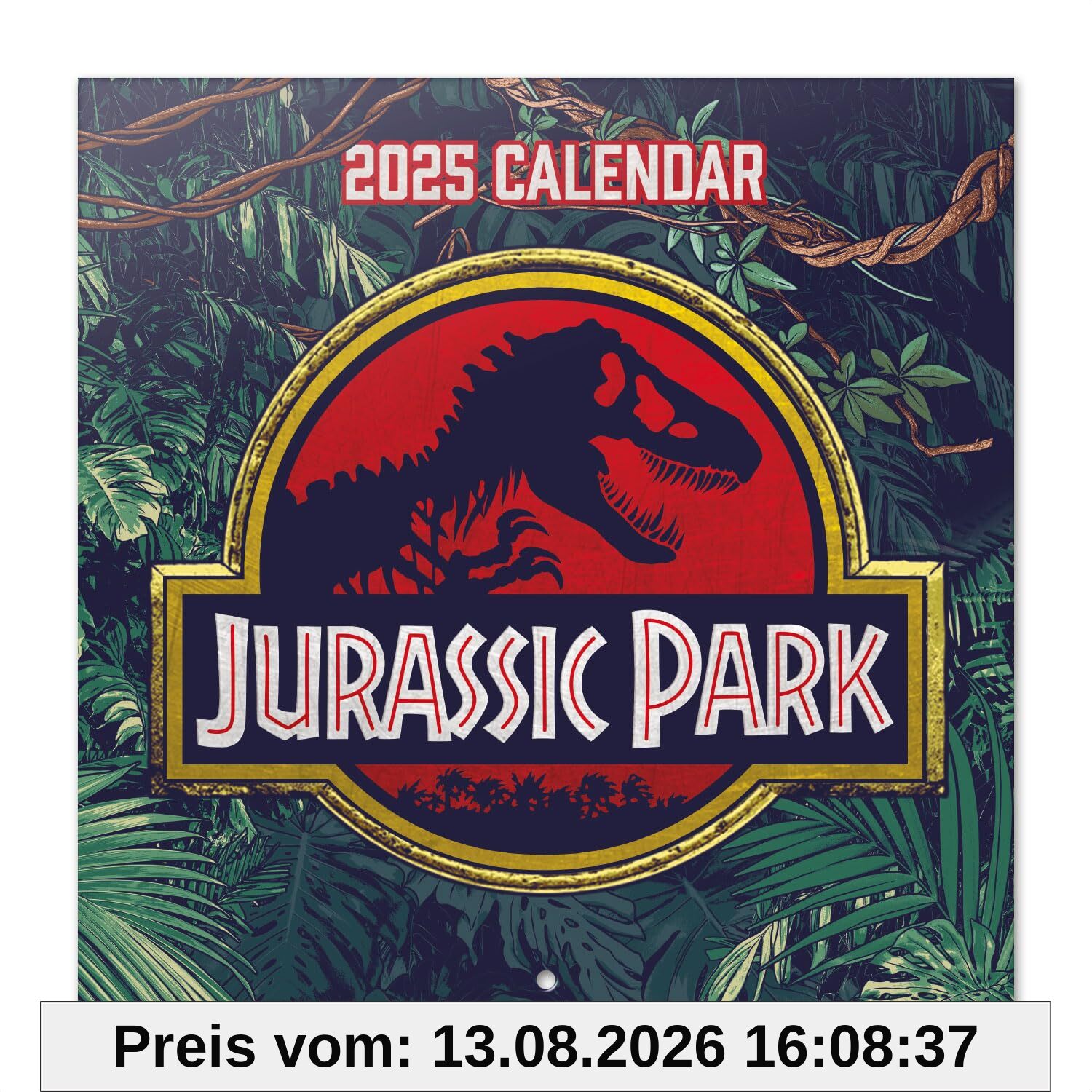 Grupo Erik - Calendrier Mural 2025 Jurassic Park | Calendrier Mensuel 30x60cm - De Janvier 2025 à Décembre 2025