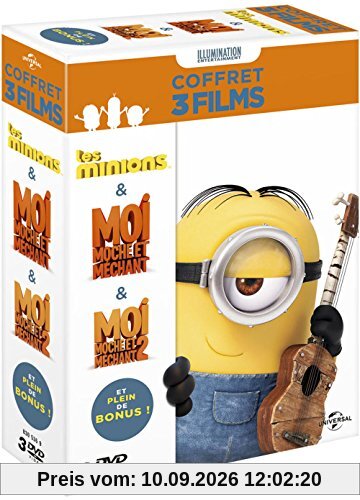 Coffret minions : minions ; moi, moche et méchant 1 ; moi, moche et méchant 2 [FR Import]