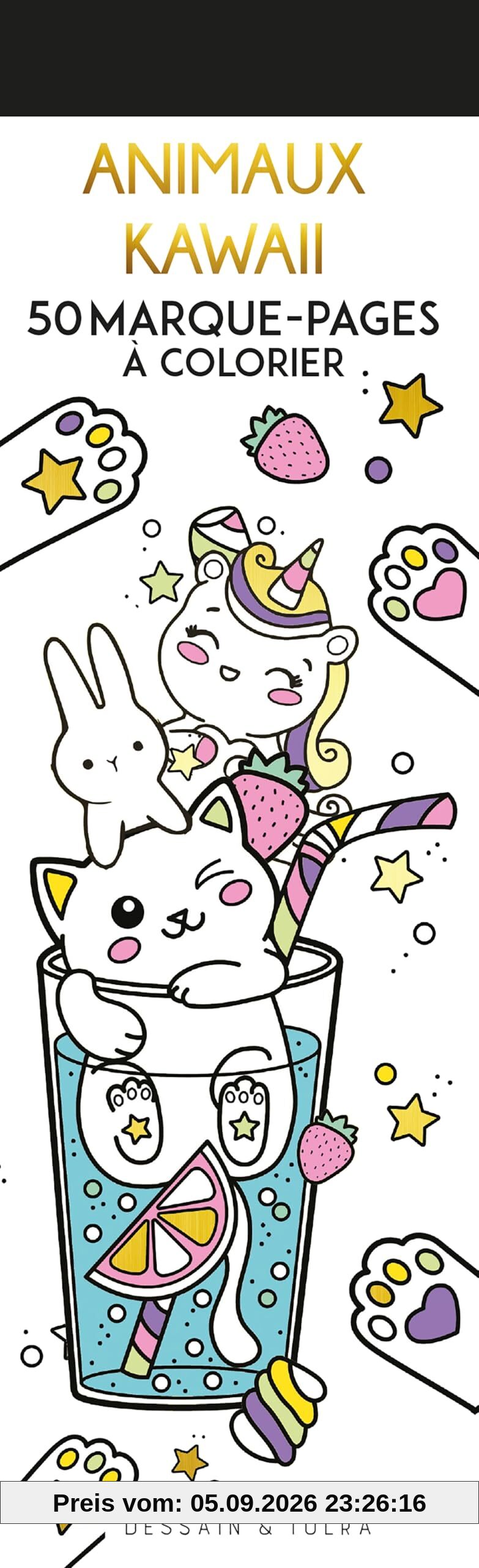 Animaux kawaii : 50 marque-pages à colorier