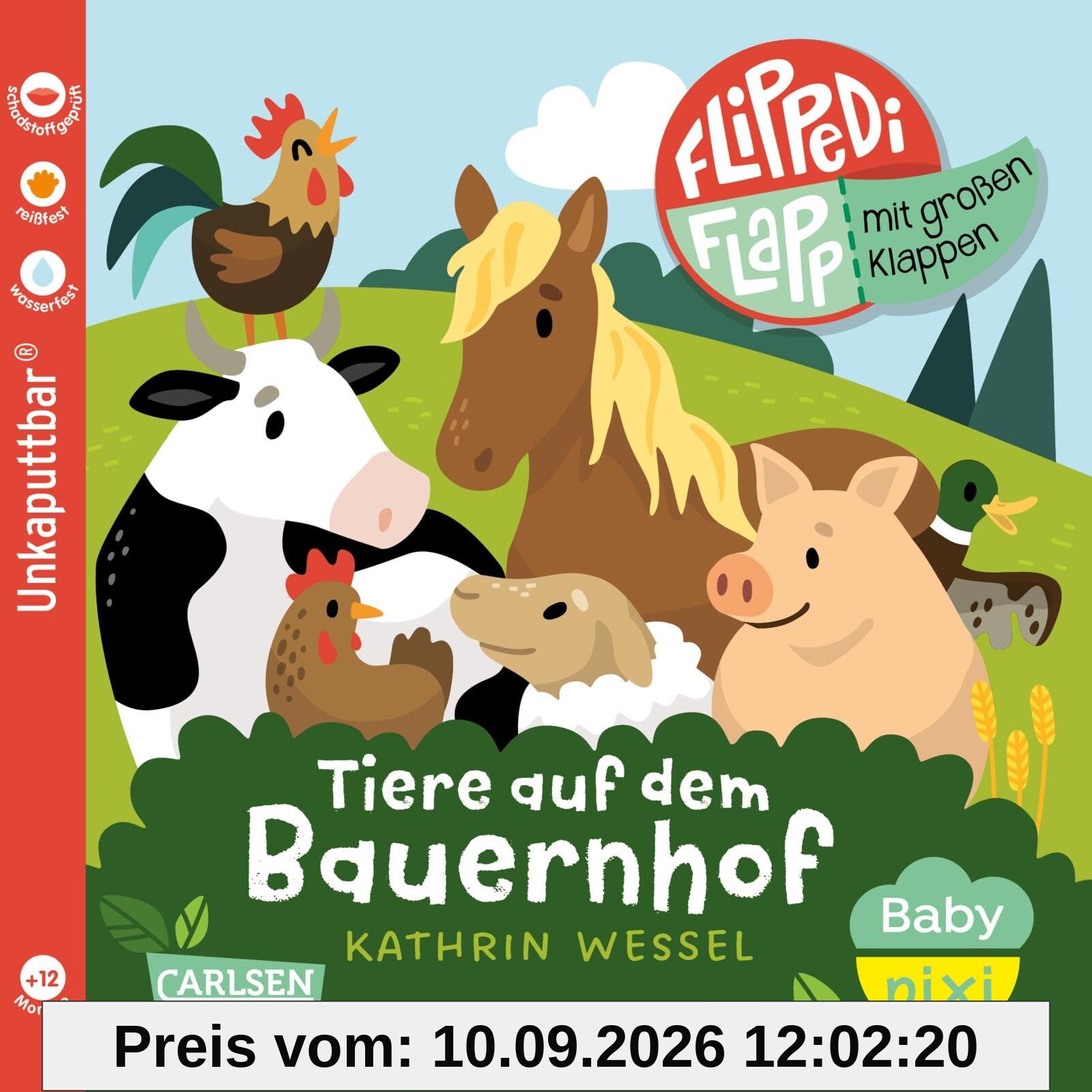 Baby Pixi (unkaputtbar) 141: Flippediflapp: Tiere auf dem Bauernhof: Mit extragroßen Klappen | Babybuch mit Klappen und Gucklöchern ab 12 Monaten - auch als Badebuch geeignet (141)