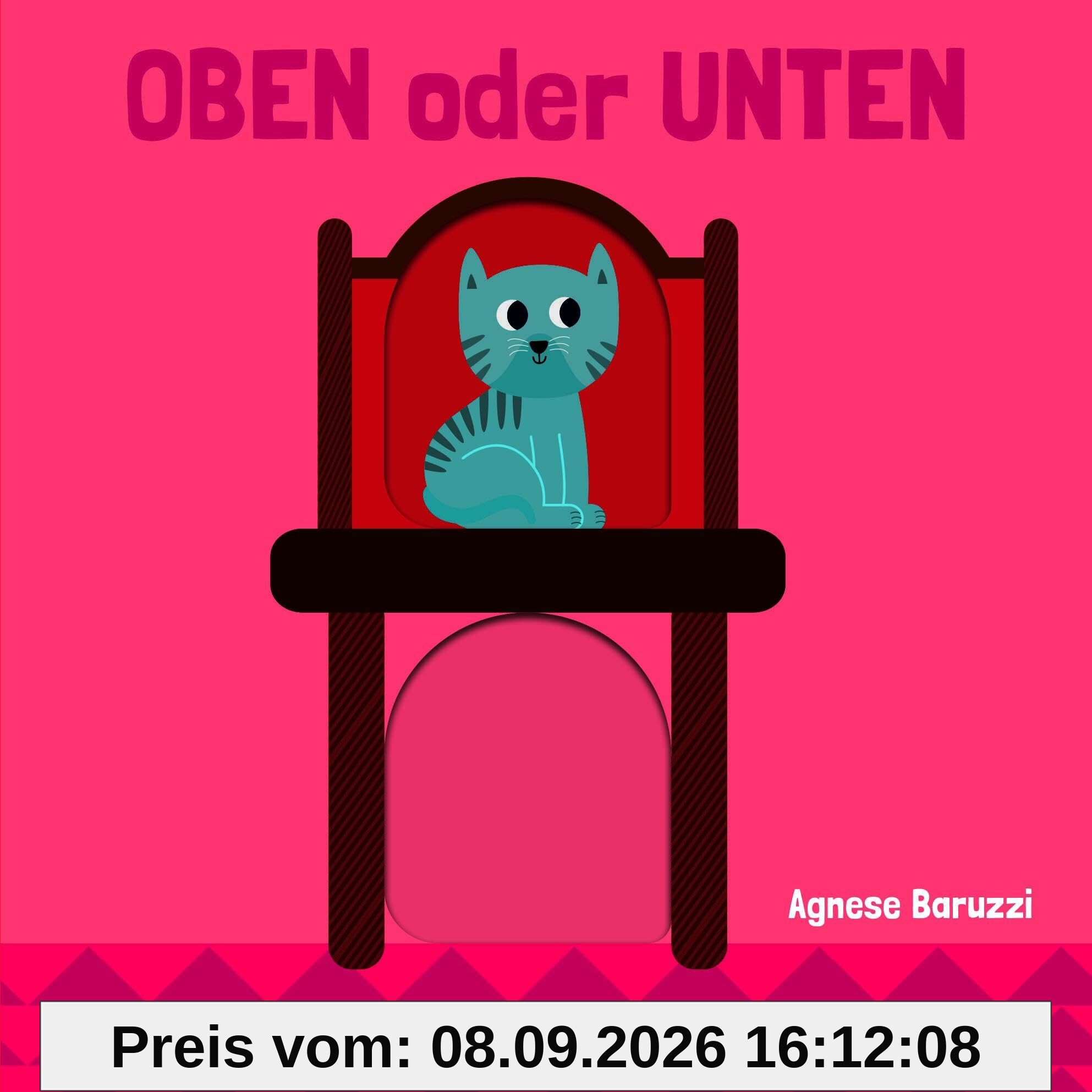 Oben oder unten: Ein Pappbilderbuch ab 18 Monaten, was Gegensätze altersgerecht erklärt. Mit integrierten Schiebern, die das Kind mit dem Finger verschieben kann.