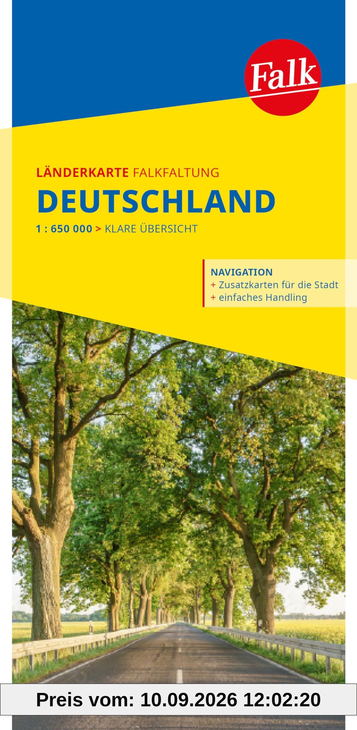 Falk Länderkarte Falkfaltung Deutschland 1:650.000: Straßenkarte und Autokarte