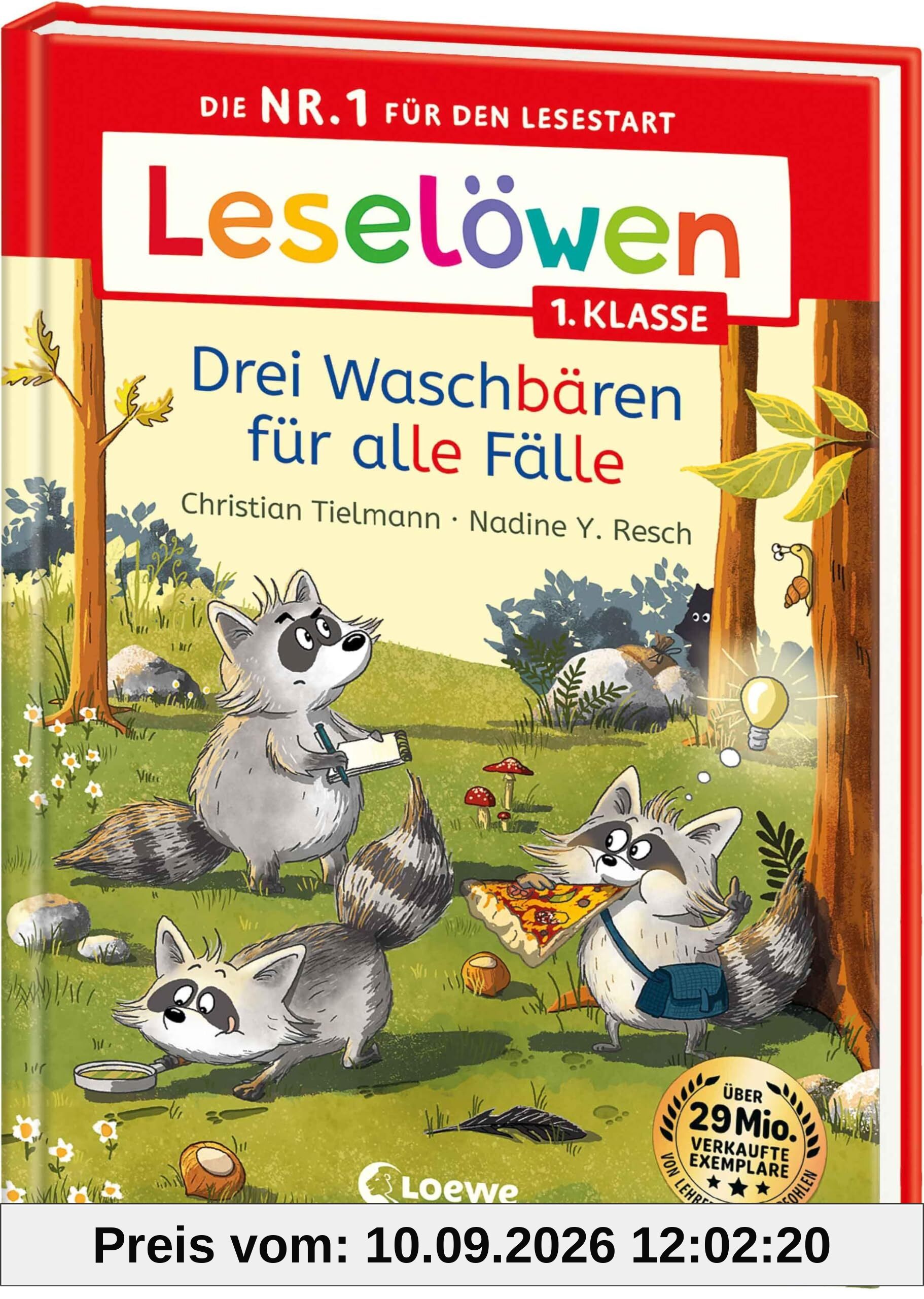 Leselöwen 1. Klasse - Drei Waschbären für alle Fälle: Die Nr. 1 für den Lesestart - Mit Leselernschrift ABeZeh - Erstlesebuch für Kinder ab 6 Jahren