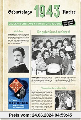 1943 - Geburtstagskurier: Druckfrisches aus Kindheit und Jugend | Zum 80. Geburtstag (Geschenke für runde Geburtstage 20