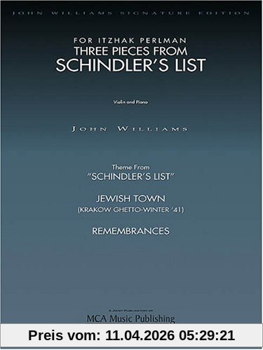John Williams: Three Pieces From Schindler'S List (Violin/Piano) Vln B: 3 Pieces for Violin and Piano