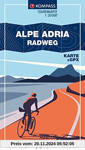 KOMPASS Fahrrad-Tourenkarte Alpe Adria Radweg 1:50.000: Von Salzburg nach Grado, Leporello Karte, reiß- und wetterfest