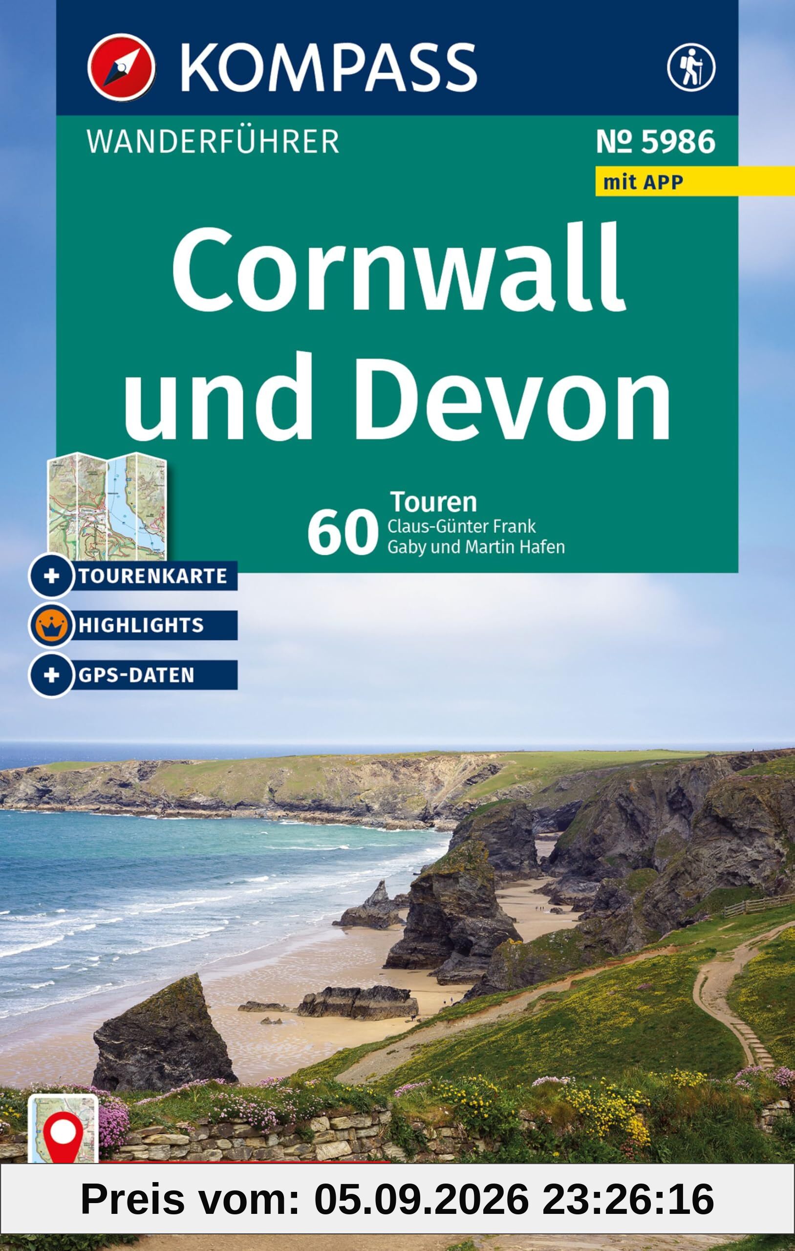 KOMPASS Wanderführer Cornwall und Devon, 60 Touren mit Extra-Tourenkarte: mit Touren und GPS-Daten in der KOMPASS-App