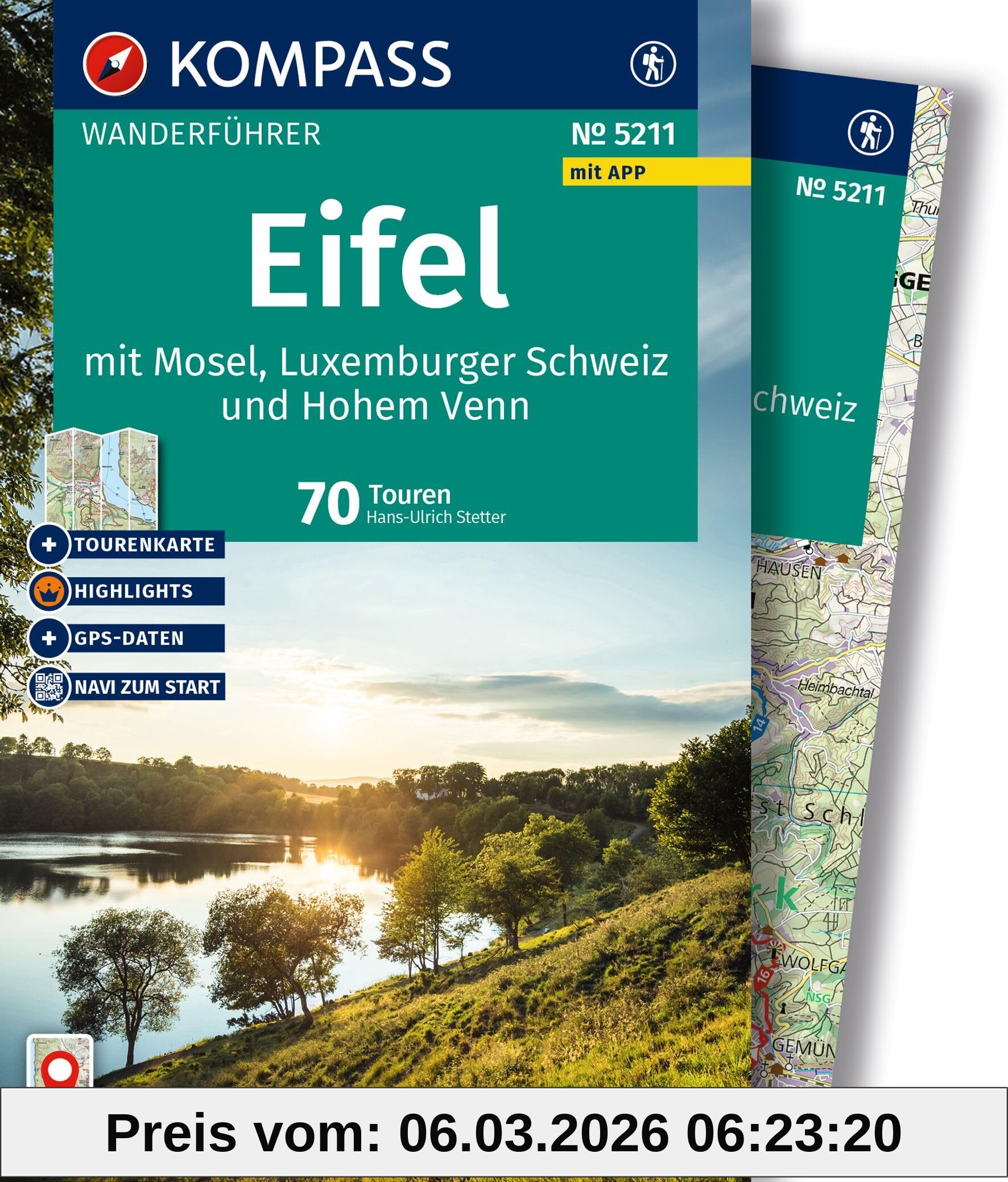 Hans-Ulrich Stetter Kompass Wanderführer Eifel Mit Mosel, Luxemburger Schweiz Und Hohem Venn, 70 Touren Mit Extra-Tourenkarte, Mit Touren Und Gps-Daten In Der