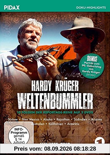 Hardy Krüger - Weltenbummler, Vol. 1 / 10 Folgen der spannenden Reportage-Reihe und Porträt zum 90. Geburtstag von Hardy Krüger (Pidax Doku-Highlights) [3 DVDs]