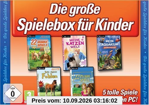 Die große Kinderspiele-Box (22 Hundespiele / Meine Katzenwelt / Mein Aquarium / Dein großes Fohlen / 22 Pferdespiele)