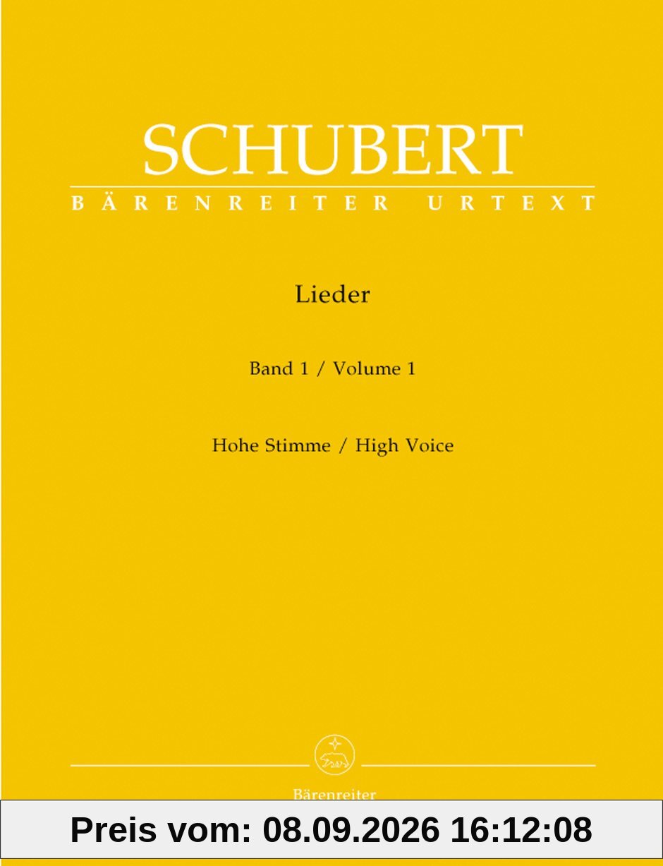 Lieder, Band 1 (Hohe Stimme). Singpartitur, Sammelband, Urtextausgabe. BÄRENREITER URTEXT