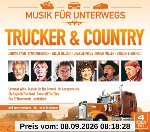 Trucker & Country - Musik für unterwegs (59 Hits auf 4 CDs) mit Johnny Hill; Willie Nelson, Lynn Anderson, Charlie Pride, Roger Miller, Gordon Lightfoot, uva.