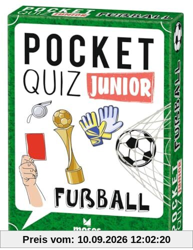 Moses. Pocket Quiz Junior Fußball, Das Kinderquiz mit 100 Fragen und Fakten rund um die beliebteste Sportart der Welt, Kompaktes Rate-Quiz für Kinder ab 8 Jahren