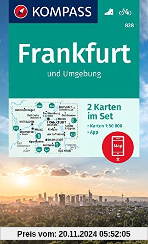 KOMPASS Wanderkarten-Set 828 Frankfurt u.Umgebung (2 Karten) 1:50.000: inklusive Karte zur offline Verwendung in der KOM