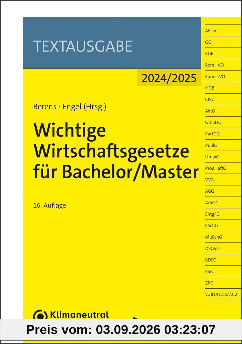 Wichtige Wirtschaftsgesetze für Bachelor/Master