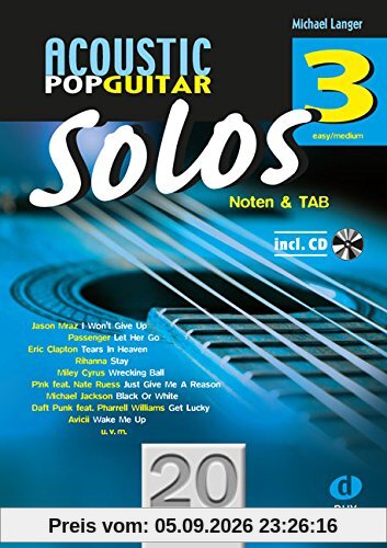 Acoustic Pop Guitar Solos 3: Noten & TAB mit CD (easy/medium)