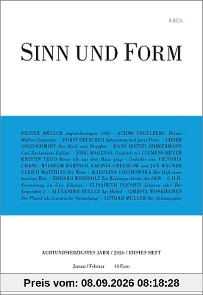 Sinn und Form 1/2026: Beiträge zur Literatur (Sinn und Form: Beiträge zur Literatur)