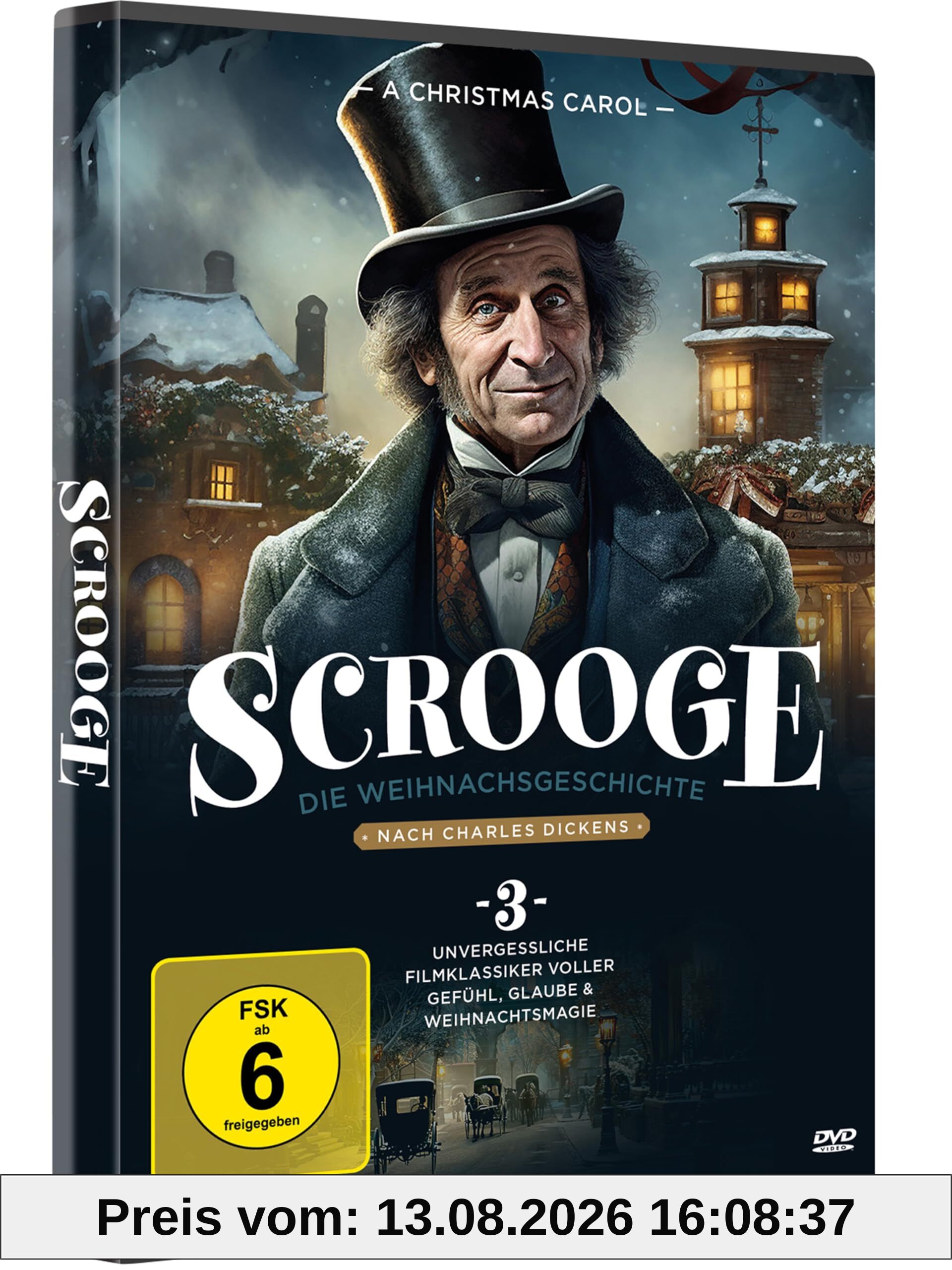 A Christmas Carol – Scrooge: Die Weihnachtsgeschichte (3 Filmklassiker auf DVD) – Kult-Edition mit der Musical-Version von 1970, Klassiker von 1935 & familienfreundlicher Bonus-Animationsfilm