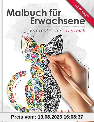 Malbuch für Erwachsene: Fantastisches Tierreich (Kleestern®, A4 Format, 40+ Motive) (A4 Malbuch für Erwachsene)