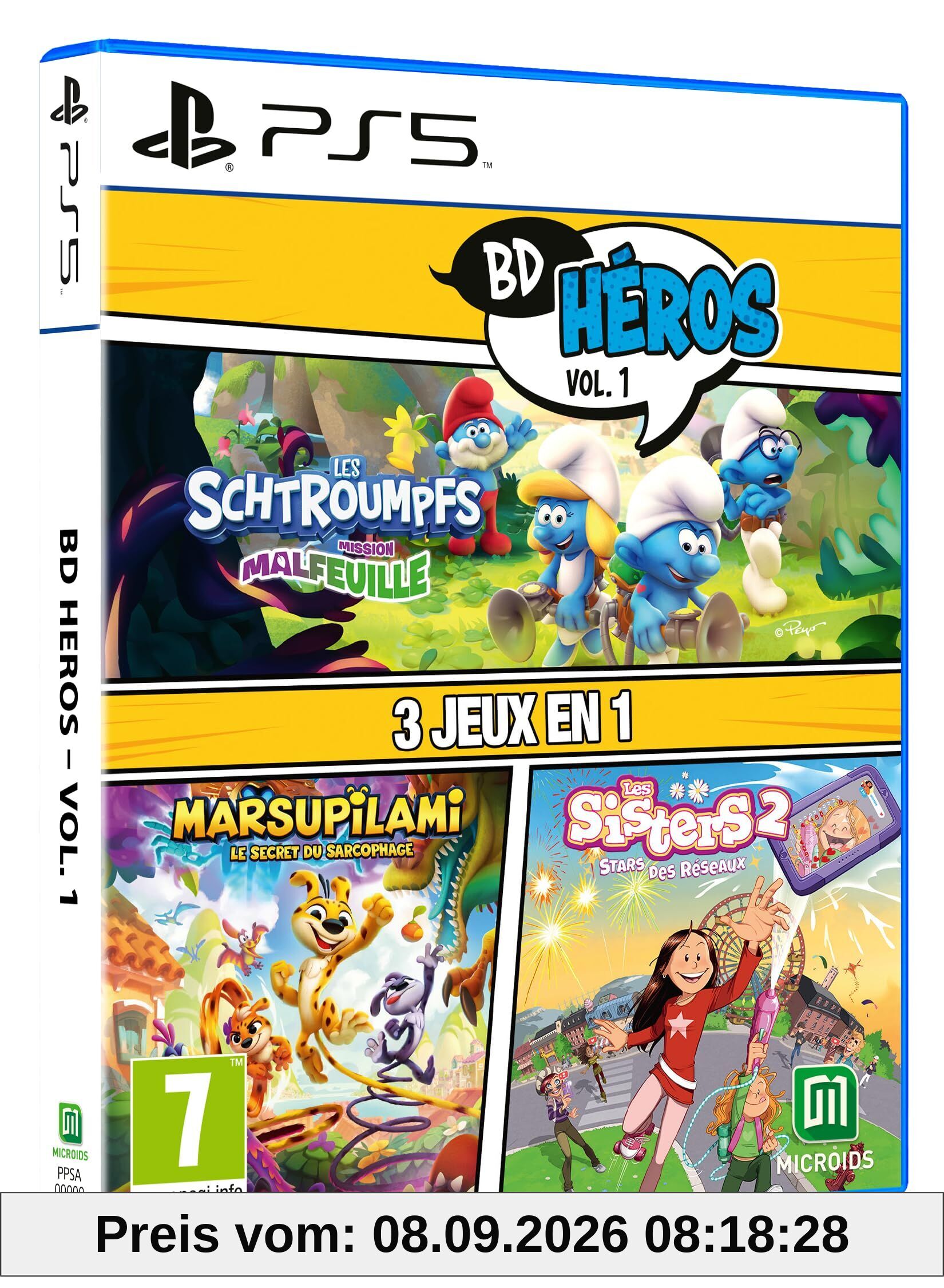 Pack Comics Heros Vol.1: Die Schlümpfe Mission Malfeuille Sisters 1 Marsupilami PS5-Spiel